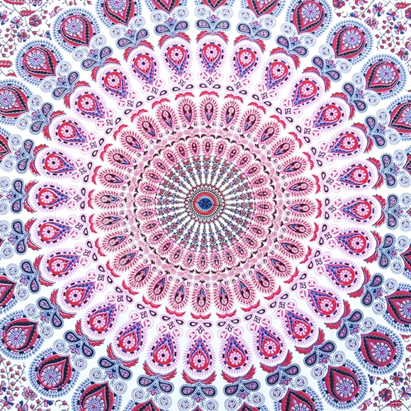 Pink Peacock Mandala Tapestry Feathers Giant Tapestry - Picture 2 of 6